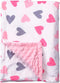 Baby Double Layer Soft Plush Minky Blanket With Dotted Backing for Boys Girls - Toddler Newborn Shower Gift (Peach Hearts, 30 X 40 Inches)...