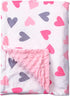 Baby Double Layer Soft Plush Minky Blanket With Dotted Backing for Boys Girls - Toddler Newborn Shower Gift (Peach Hearts, 30 X 40 Inches)...