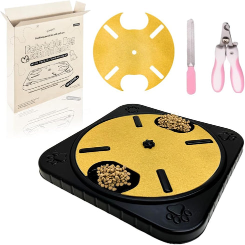 Rotatable Dog Nail Scratch Board with Hidden Treats Compartment, 3 in 1 Dog Nail Care Solution, Dog Scratch Pad for Nails, Nail Filing Board for D...