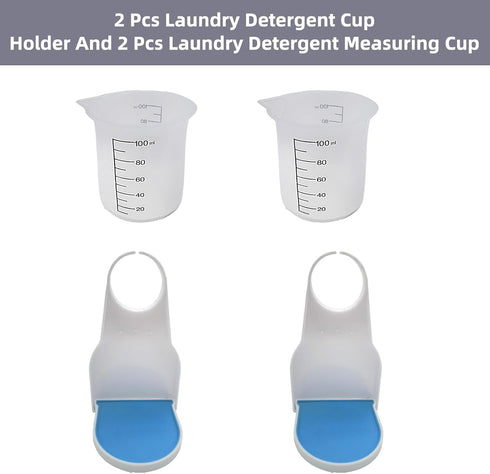 Laundry Detergent Holder Set?2 Pcs Laundry Detergent Cup Holder And 2 Pcs Laundry Detergent Measuring Cup?No More Mess Or Leaks...