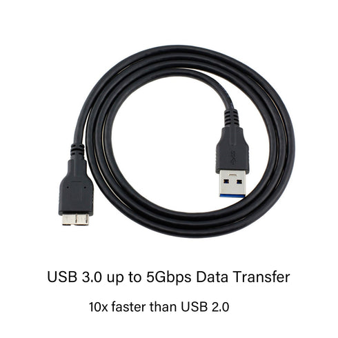 USB 3.0 Hard Drive Cable, USB-A to Micro B Cable Compatible with Samsung Galaxy S5, Note 3, Note Pro 12.2, Camera, WD Toshiba Seagate Hard Drive a...