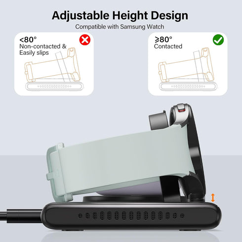 Wireless Charger for Samsung Galaxy Watch Ultra/7/Fold 6/Flip 6/S24 Ultra/24/23/22, 2 in 1 Charging Station for Samsung Watch 6/6 Classic/5/5 Pro/...