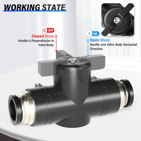 TAILONZ PNEUMATIC 4mm OD Ball Valve Air Flow Control Valve Push to Connect Fitting BVU-4?Pack of 3?...