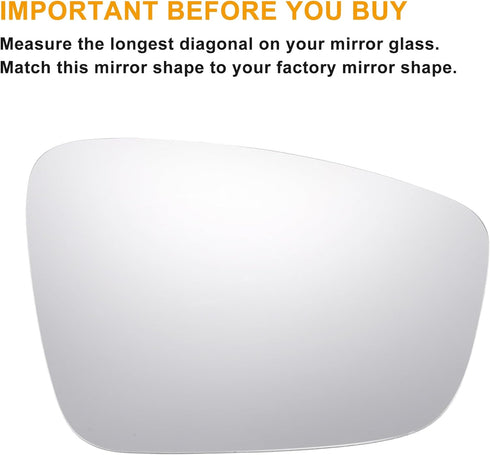 X AUTOHAUX Car Rearview Right Passenger Side Mirror Glass Replacement W/Backing Plate Heated White Glass for Volkswagen Beetle 2012-2019 for Volks...