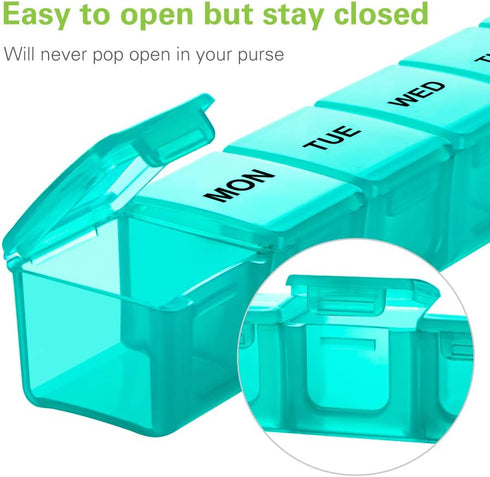 BUG HULL Weekly Pill Organizer Large 2 Packs, Extra Large Travel Pill Organizers, Pill Box 7 Day, Travel Pill Case, Medicine Pill Organizer for Vi...