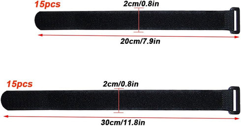 FULARR 30Pcs Cable Straps, Reusable Cable Ties & Cinch Strap Set, Multipurpose Hook and Loop Straps Fastener, Cable Storage Organizer, 2 Different...