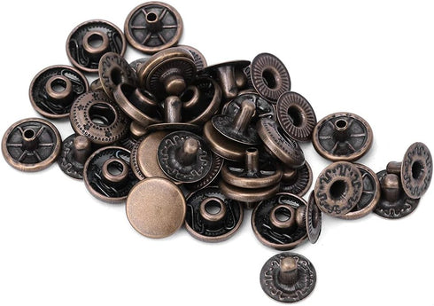 50 Sets Heavy Duty Leather Snap Fasteners Kit, Pure Brass Snap Buttons Metal Button Snaps Press Studs for Clothing, Leather, Jackets, Bracelets, B...