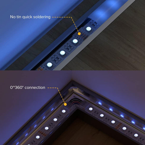 BTF-LIGHTING SMD 5 Pin 12mm 0.47in Width Transparent Connector Kit 8pcs Corner Connector 4pcs Gapless Solderless Connector 4pcs 5.9in Long 22AWG E...
