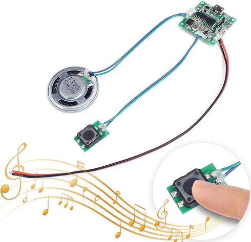Icstation Recordable Sound Module, Button Control Sound Chip 8M MP3 WAV Music Voice Player Programmable Board with Speaker for DIY Birthday Music ...