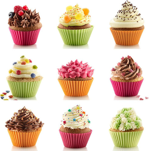 Reusable Silicone Cake Mold 24PCS, Small Baking Cup Truffle Cake Pan Set 8 Colors Non-Stick...