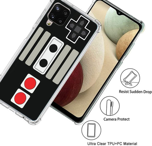 Hard PC Bumper Shockproof Clear Soft Slim Design Pattern Case for Samsung Galaxy A12 6.5inch Cover - Retro Game...