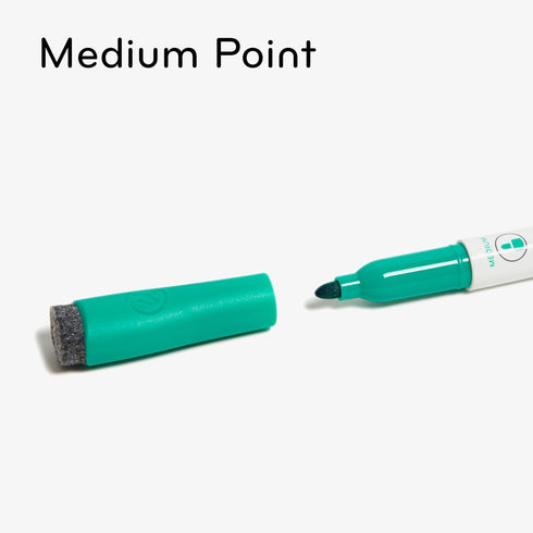U Brands Low-Odor Dry Erase Markers with Erasers, Set of 12, Medium (2 mm) Point, Green...