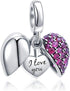 I Love You Heart Charm 925 Sterling Silver Dangle Bead Crystal Mother's Day Gifts Fits Pandora European Bracelet Necklace...