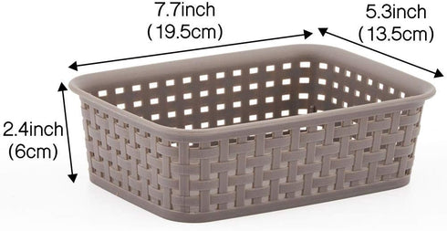 EZOWare Gray Plastic Knit Storage Trays, Desk Drawer Divider Bin for Office School Supplies Organizer - Pack of 4 (7.7x5.3x2.4 Inch)...