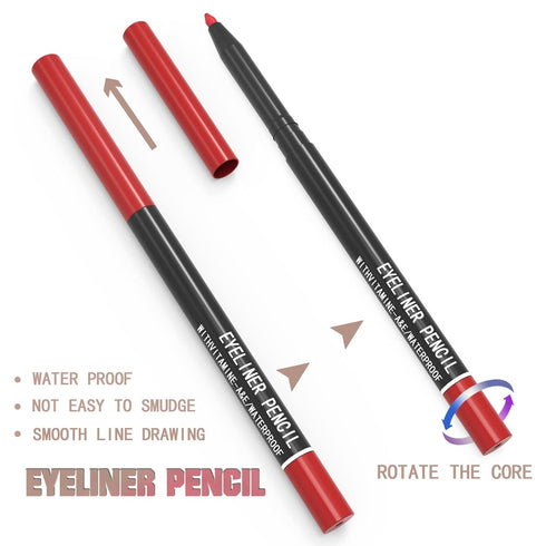 KAIQIKAIXI 12 Kinds Of Color Eyeliner Pen, Eyebrow Pen,Eye Shadow Pencil, Lip Line Pen, Eyelid Pad, Pencil Makeup Set Tool 12PCS (Multicolor)...
