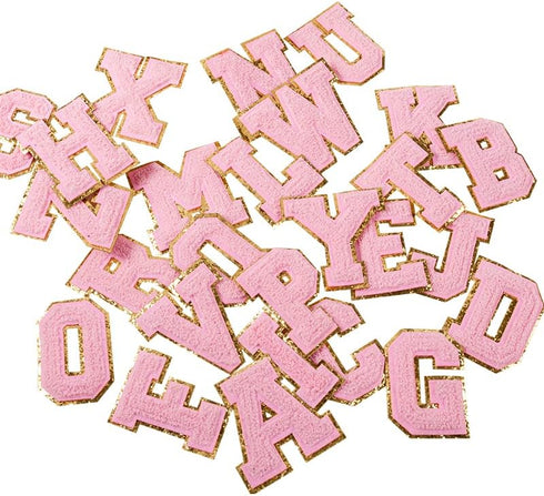 4Pcs Pink Chenille Letter, 2.2" Iron on Letters Patches, Chenille Letter Patches for Clothing (K)...