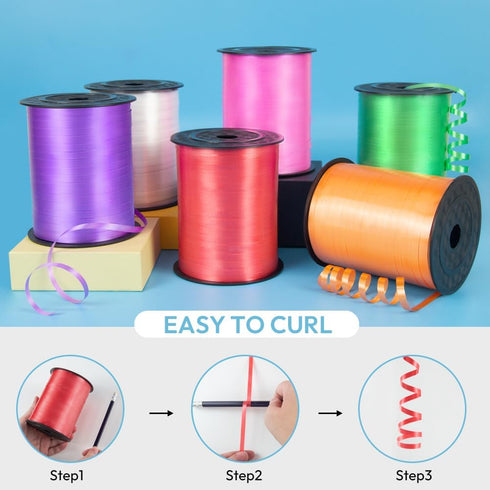 500 Yards 3/16" Curling Ribbon White, Balloon String Curly Ribbon 1 Roll for Gift Wrapping, Birthday Wedding Party Festival Decoration, Baby Showe...
