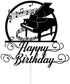 Piano Happy Birthday Cake Topper Musical Music Notes Cake Decoration Music Lover Themed Birthday Party Supplies Musician Cake Pick Black Glitter...