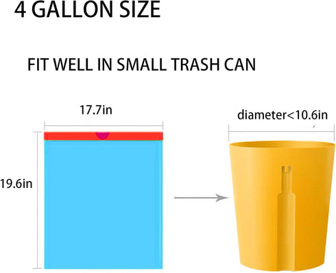 4 Gallon Trash Bag Drawstring Small Clear Trash Bags for Kitchen Bathroom Home Office 80 Count Pack of 5 Blue...