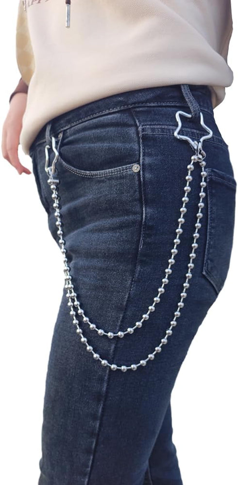Wallet Chain Pants Pocket Chain Belt Chains Jean Chains 22.5" Silver Keychain with Both Ends Lobster Clasps Keys, Wallet, Jeans Pants Belt Loop Pu...