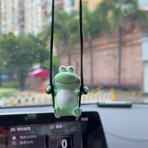Swinging Frog Car Hanging Ornament, Cute Car Hanging Accessories for Rear View Mirror, Car Pendant Frog Hanging Swing...