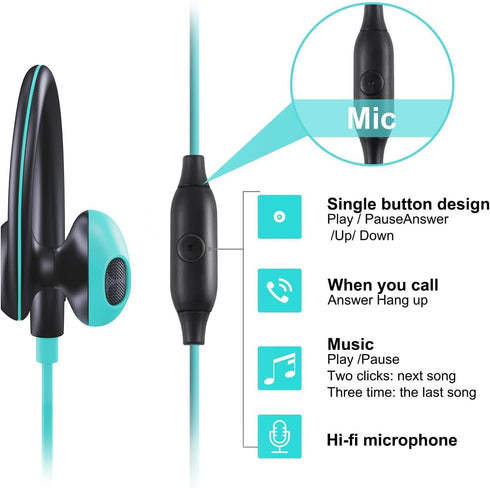 mucro Sport Earbuds Wired in-Ear Headphones with Over Ear Hook Earclip Running Earphones Wrap Around Ear Buds Compatible with Smartphone Laptop Ta...