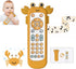 Baby TV Remote Control Toy with Soft Silicone Cute Carb Cover, Musical Realistic Play Remote Toy with Light and Sound, 3 Language Educational Lear...