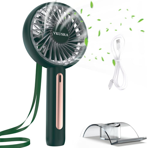 VKUSRA Handheld Fan, Mini Hand Held Fan with Base,Personal Small Battery Operated Portable Hand Fan with 4 Speeds,USB Rechargeable Makeup Desk Fan...