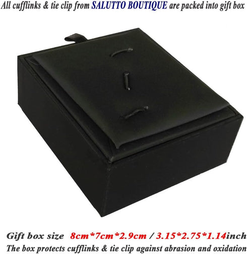Men's Natural Wood Cufflink Tie Clip Set Round Cufflinks Tie Bar Set with Gift Box...