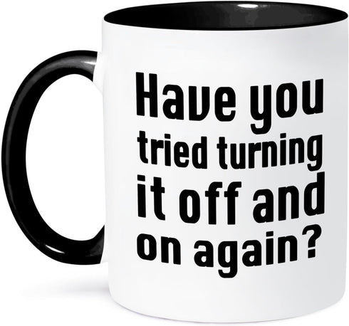 3dRose Have you Tried Turning it on and Off Again IT Mug, 1 Count (Pack of 1), Black...