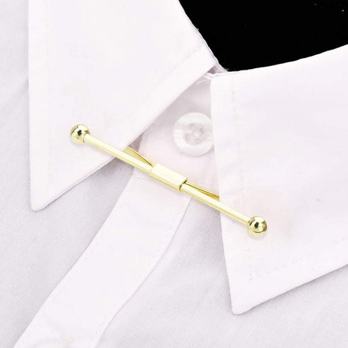 3PCS Shirt Collar Clips Necktie Tie Clips Clip-on Collar Bars Gold Silver Black Metal Cravat Clips Collar Pin Accessories for Men...