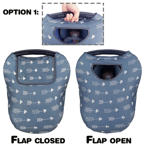 Car seat Covers for Babies, Stretchy Multi in 1 Baby Car Seat Cover, Carseat Cover Girls boy, Breastfeeding Cover, Window with Flap Cover, self-co...