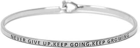 by you Inspirational Positive Quote Message Engraved Thin Cuff Bangle Hook Bracelet...