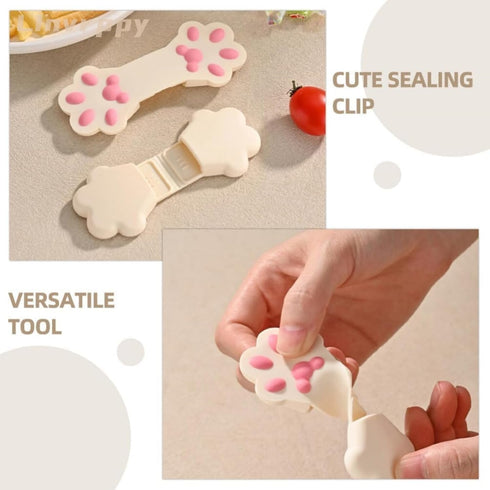 Cute Cats Paw Chip Clips 2pcs Heat Resistance Cooking Pinch Mitts Potholder Food Bag Sealing Clamp Bread Snack Bag Clips for Seal Storage (Grey)...