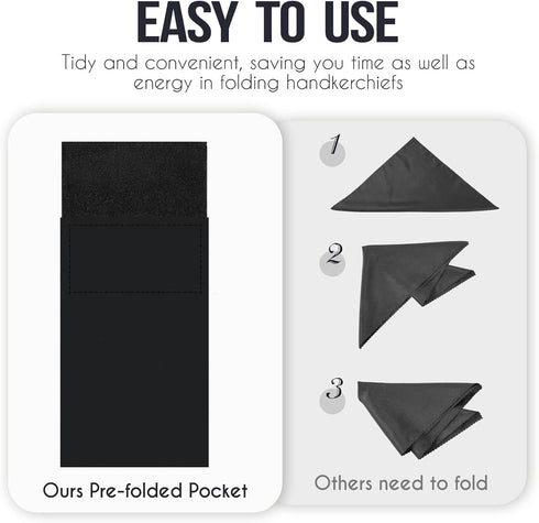 12 Pcs Men's Flat Prefolded Pocket Square Masculine Polyester Suit Rectangular Pocket Square Handkerchief on Card, 12 Colors...