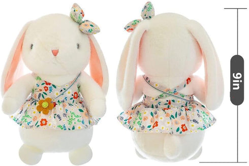 Soft and Cute Plush Rabbit,Small Flower Skirt Wearing Bow Rabbit Toys,Can Embrace Stuffed Animal Rabbit,Washable,Children'S Girls Party Easter Bir...