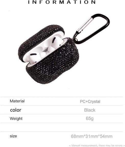Sparkly Diamond AirPods Pro 1&2 Generation Case with Keychain, Shockproof Protective Premium Bling Rhinestone Cover Skin for AirPods Charging Case...