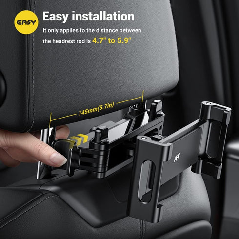 AHK Car Headrest Mount Holder, for iPad Pro/Air/Mini, Tablets, Nintendo Switch, iPhone, Samsung Galaxy/Note, Smartphones, Compatible with 4.5" to ...