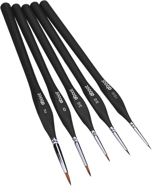 Detail Paint Brushes Set Artist Paint Brushes Painting Supplies for Art Watercolor Acrylics Oil, 5 Pieces (Black)...