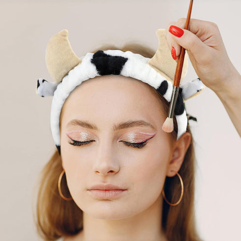 CAVETEE 3 Piece Cute Makeup Headband for Women, Spa Cosmetic Elastic Makeup Headband and Wristband Set for Women Girl Wash Face Skincare Makeup Sh...