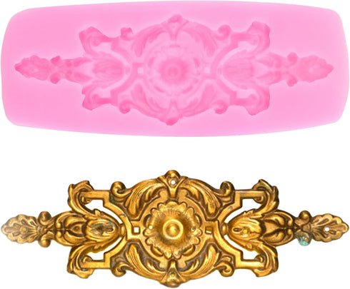 Baroque Fondant Molds Curlicues Scroll Lace Border Silicone Mold Relief Flower Mold Filigree Mold For Sugar Cake Decoration Cupcake Topper Chocola...