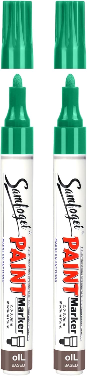 Green Oil Based Paint Pens,Medium Tip Permanent Paint Markers, Never Fade Marker Pen,Quick Drying & Waterproof For Rock Painting,DIY Craft,Wood,Gl...