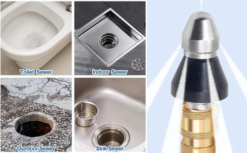 (2Pcs) Pressure Washer Sewer Jetter Nozzle with Stainless Steel, Durable Design Sewer Jet Nozzle,Pressure Drain Jetter Hose Nozzle,3/8'' Quickly C...