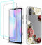Phone Case for Redmi 9A M2006C3LG/Redmi 9i M2006C3LII Case with Tempered-Glass Screen Protector, Cute Clear Floral Pattern Full Body Protective Co...