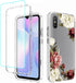 Phone Case for Redmi 9A M2006C3LG/Redmi 9i M2006C3LII Case with Tempered-Glass Screen Protector, Cute Clear Floral Pattern Full Body Protective Co...