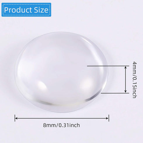 220 Pieces Round Clear Glass Cabochons Transparent Glass Dome Tiles Flat Back Glass Cabochon for DIY Crafts, Necklace Pendant, Jewelry Making (8 m...