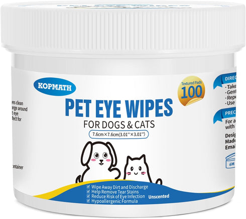 Dog Eye Wipes, Tear Stain Remover for Dogs, Big & Thick Cat Eye Wipes for Dogs, Mild Ingredient,Texturized & Presoaked Pet Eye Cleaner Pad for Dis...
