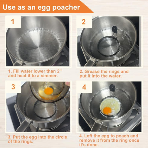 COTEY Large 3.5" Nonstick Egg Rings Set of 4, Round Crumpet Ring Mold Shaper for English Muffins Pancake Cooking Griddle - Portable Grill Accessor...