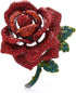 Rose Flower Brooch for Women Girls Red Rhinestone Crystal Rose Lapel Pin Elegant Dress Accessories Jewelry Wedding Birthday Valentine's Day Gift...