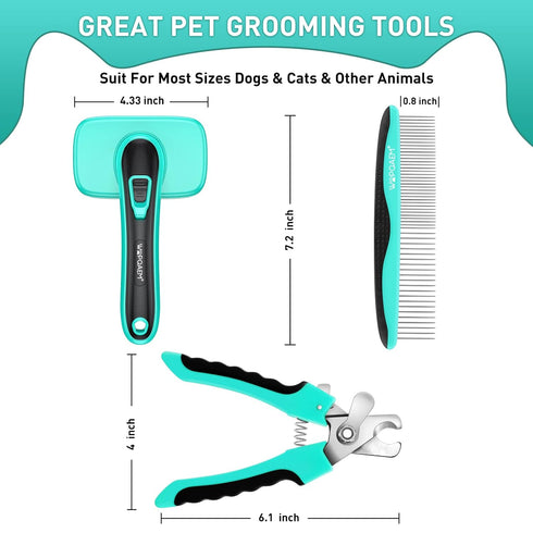 Dogs Self-Cleaning Slicker Brush for Shedding Long & Short Haired Cats, Safe Painless Bristles Removes Loose Undercoat, Tangled For All Size Pet, ...